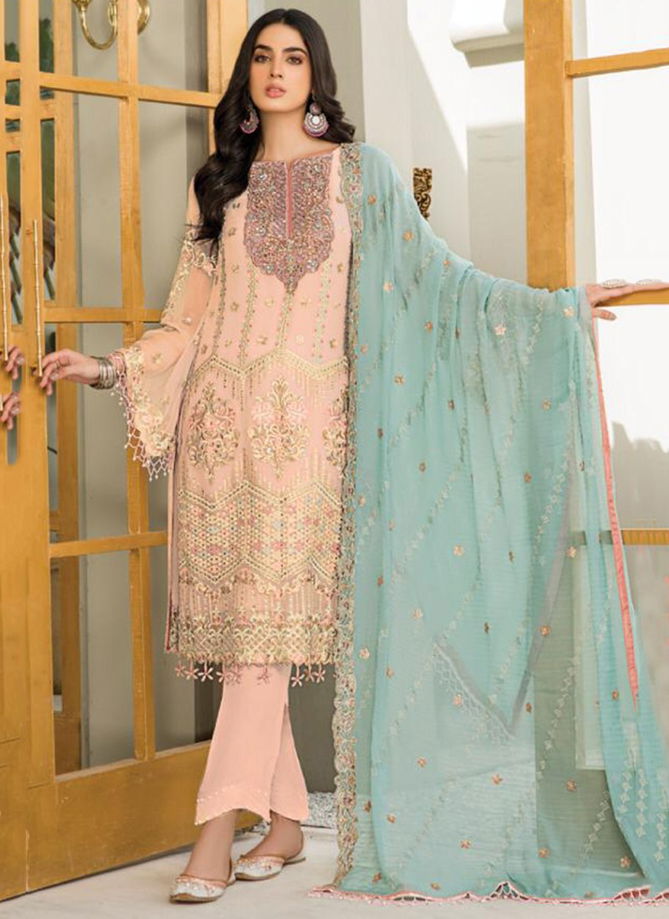 RAMSHA RAMSHA VOL 13 Latest Fancy Designer Festive Wear Fox Georeggete Embroidery Work Salwar Suit Collection